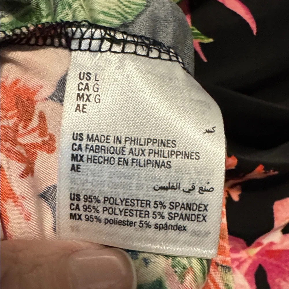 I.N.C. Floral printed lace up Rouched slinky blouse Top Womens L stretch office - Picture 9 of 12